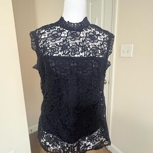 Nanette Lepore Navy Lace Blouse